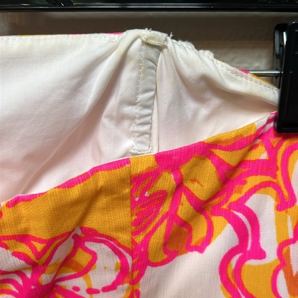 Lilly Pulitzer Tansy Dress strapless Barbie pink, yellow, white women’s size 6 - Picture 11 of 12